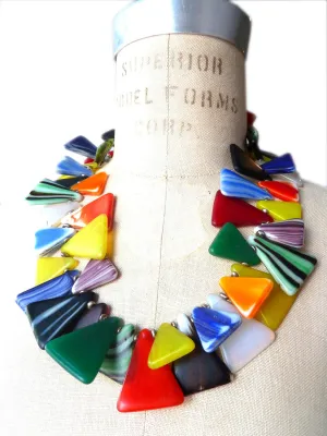 Necklace African Glass Triangles