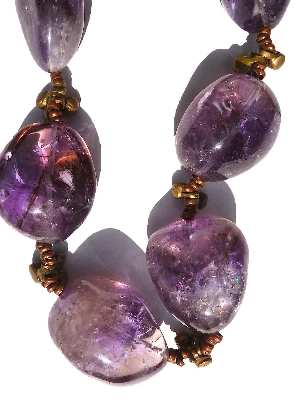 Necklace Enormous Ametrine With Vintage African Charms