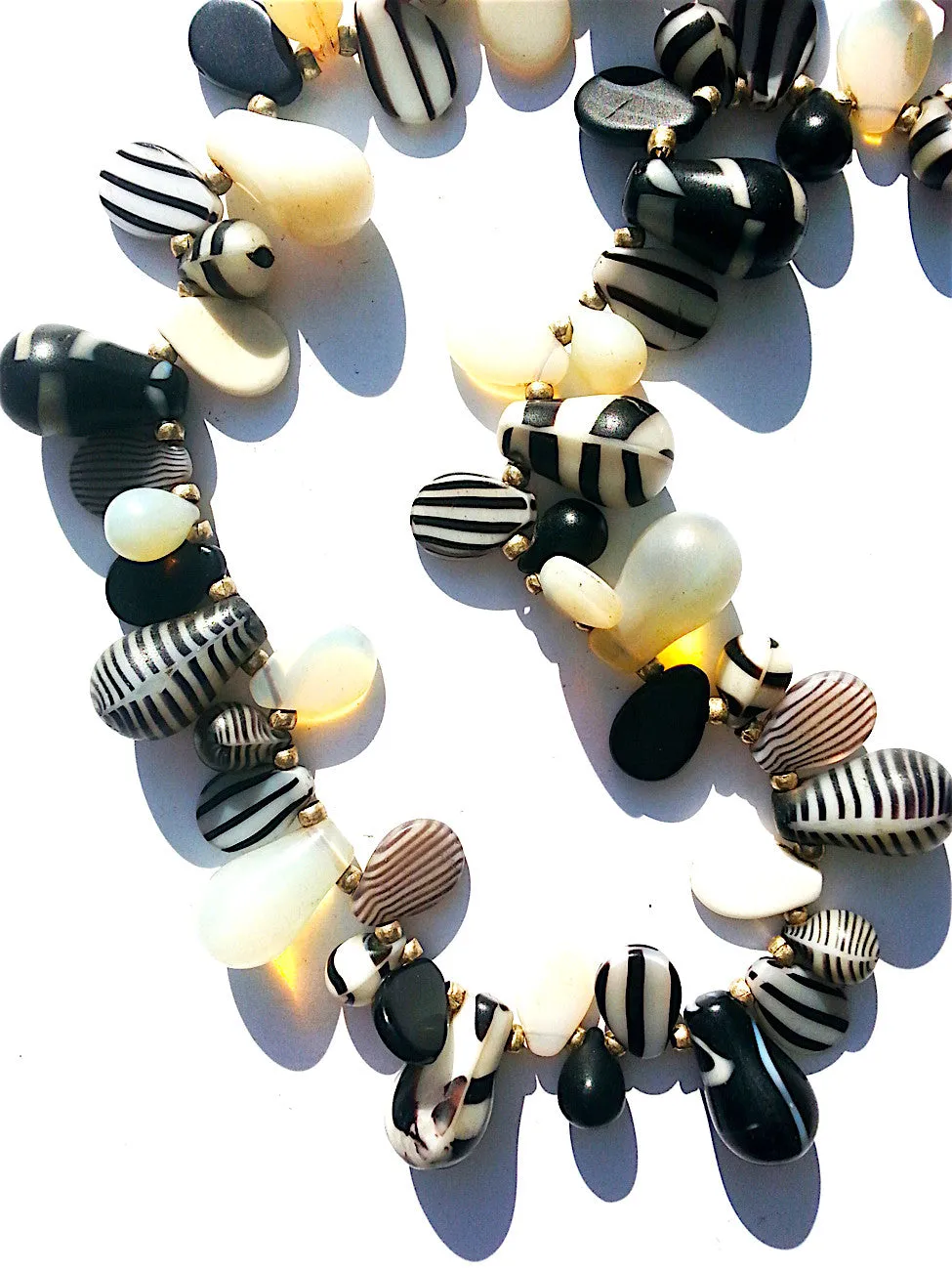 Necklace Mix Of African And Czech Glass Black and White