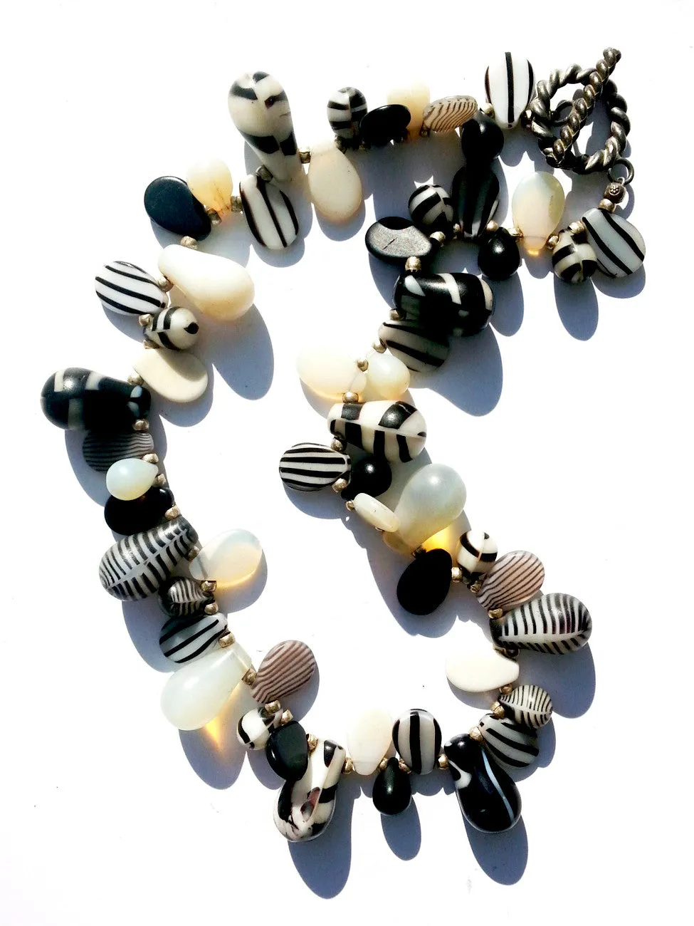 Necklace Mix Of African And Czech Glass Black and White