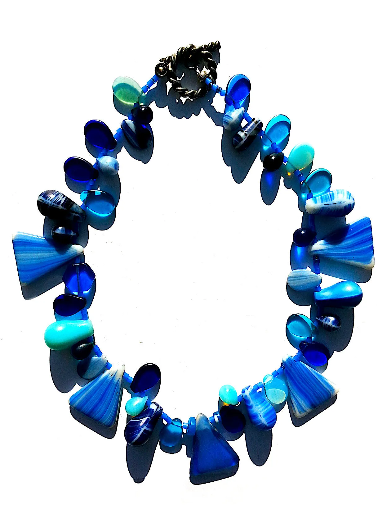 Necklace Mix Of African And Czech Glass Blue and White