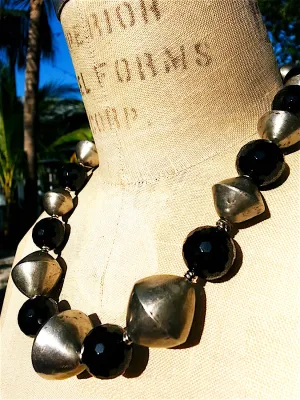 Necklace Onyx And Large Tuareg Silver