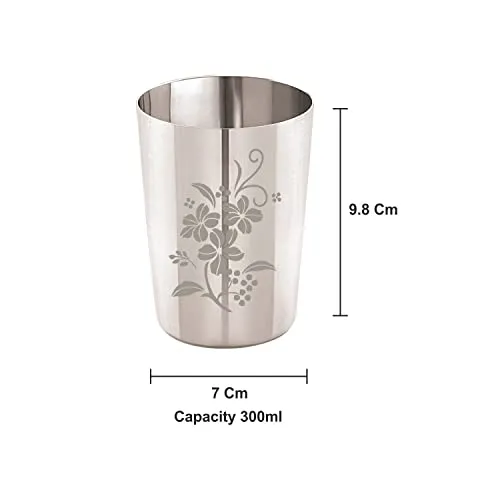 Neelam Stainless Steel 7 22G Laser Etching Neelam Glass, 300 ml, Silver