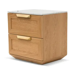 Nelda Bedside Table - Natural with Marble Top