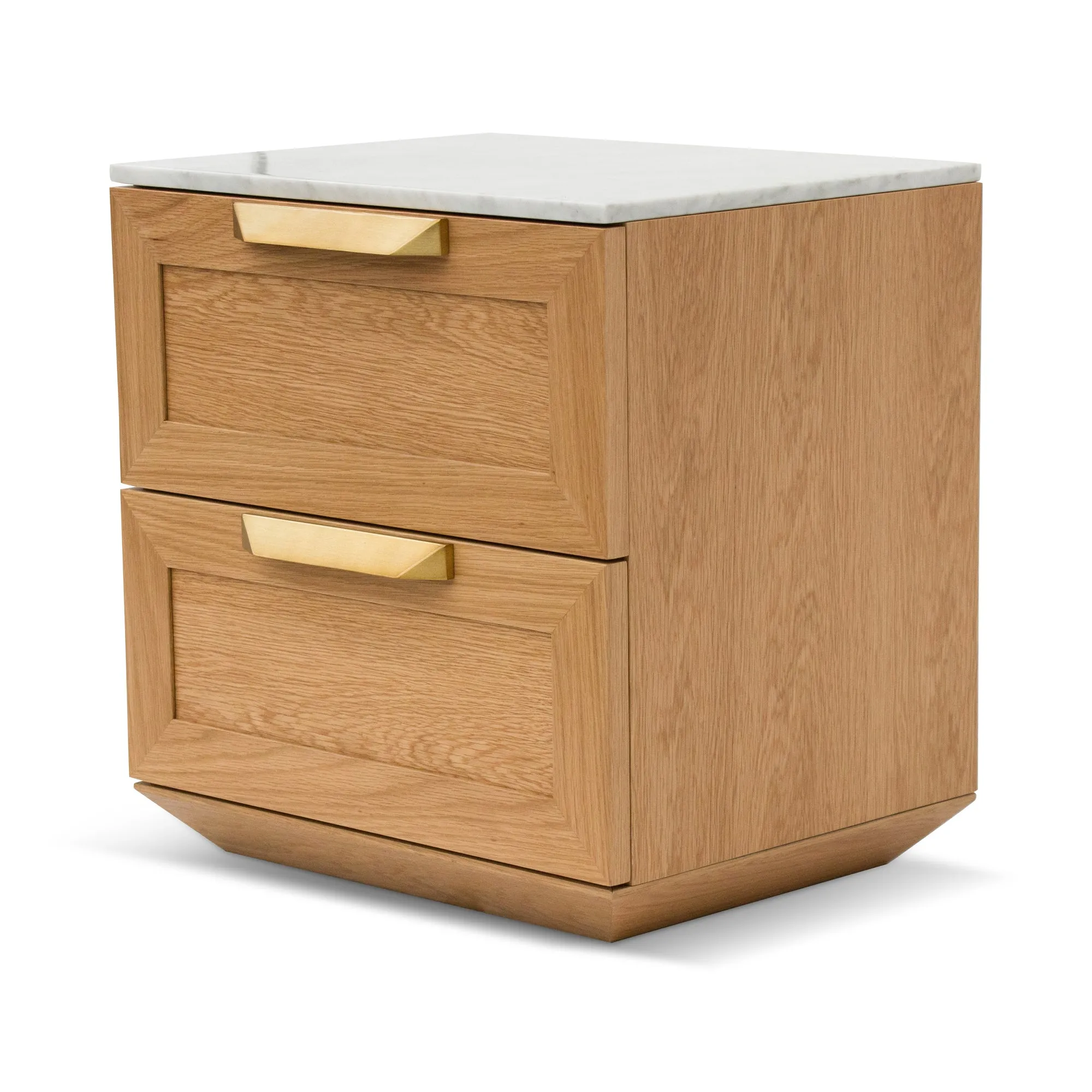 Nelda Bedside Table - Natural with Marble Top