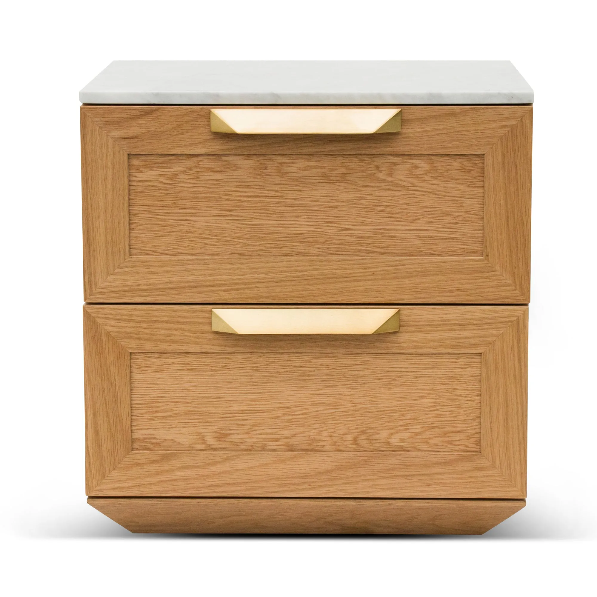 Nelda Bedside Table - Natural with Marble Top