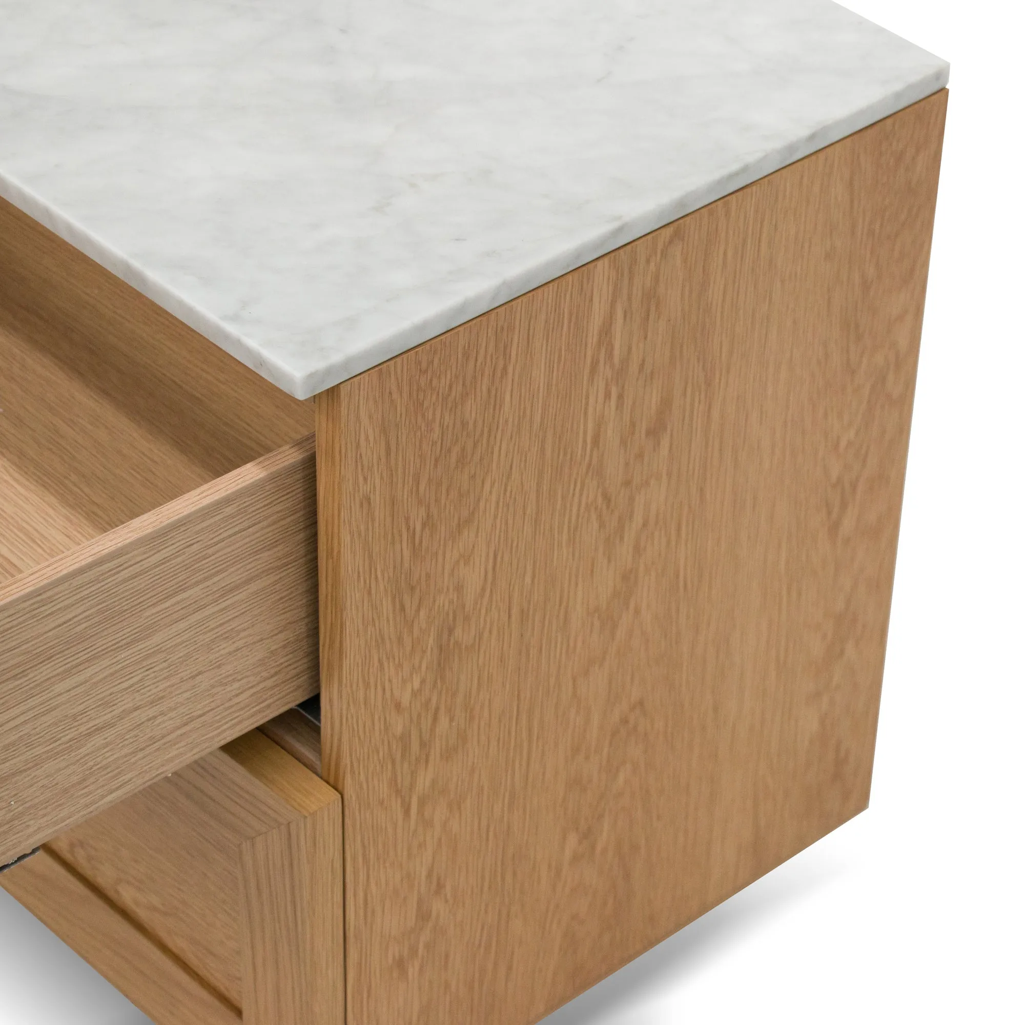 Nelda Bedside Table - Natural with Marble Top