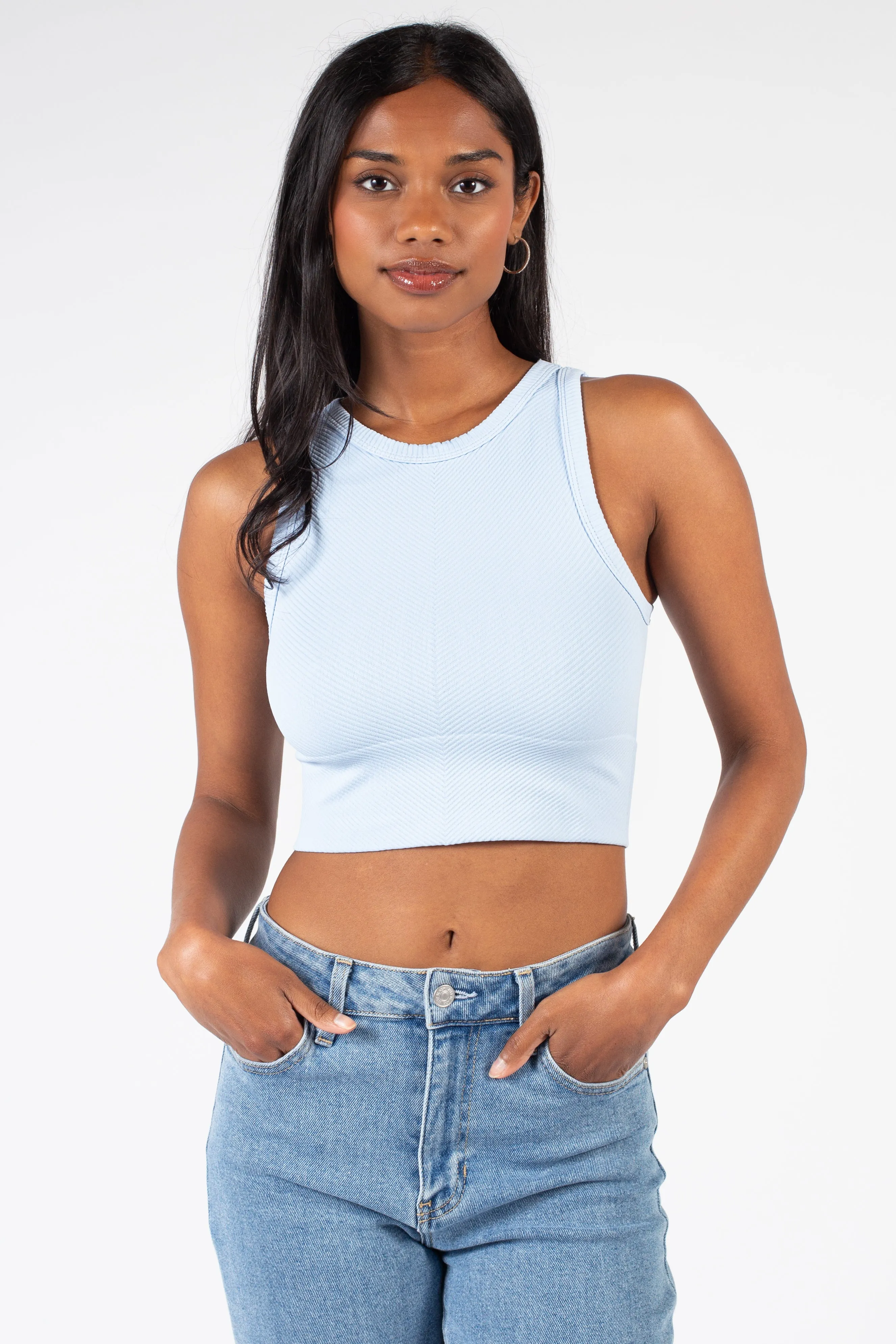 Nellie Crewneck Chevron Crop Top