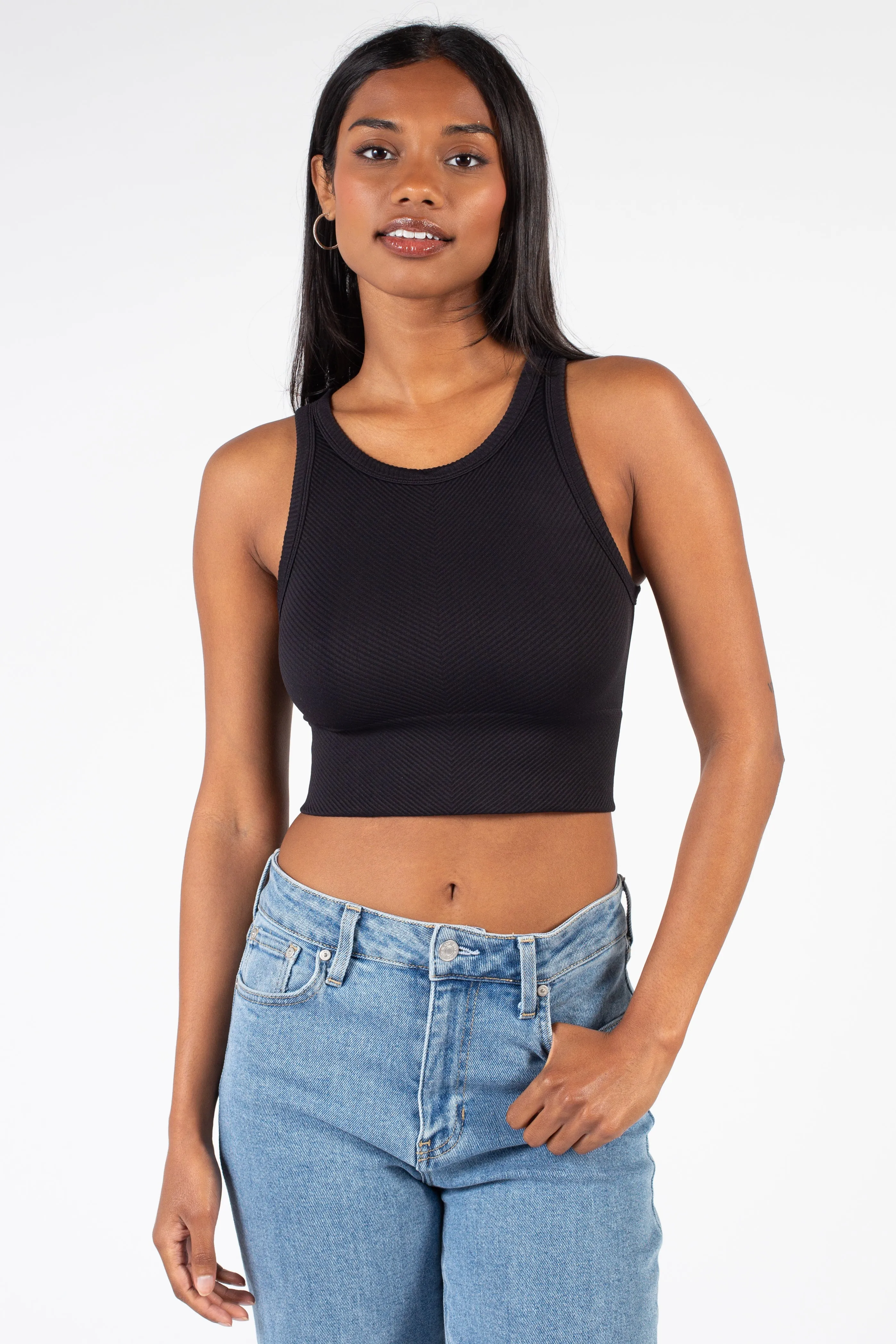 Nellie Crewneck Chevron Crop Top