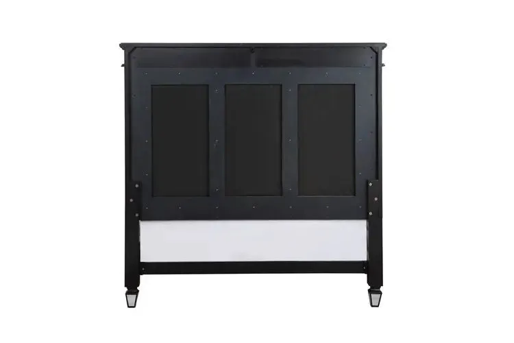 Nelson King Bed, Black Velvet & BLACK & Sliver FINISH