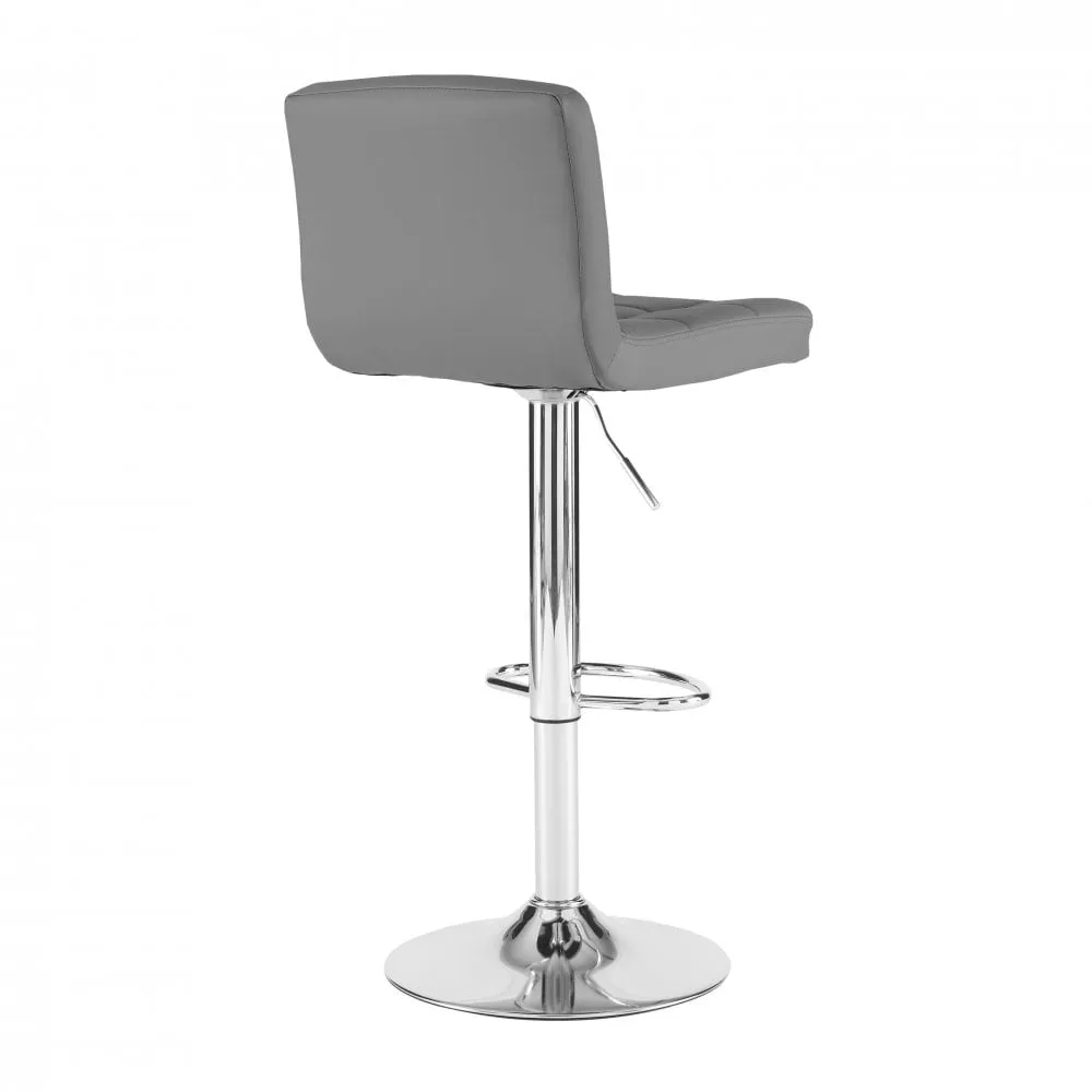 Neo Dark Grey Faux Leather Swivel Bar Stool with Polished Chrome Leg