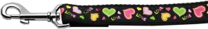 Neon Love Nylon Dog Leash 3-8 Inch Wide 6ft Long