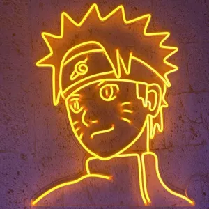 Neon Naruto Sign – Warm Orange Glow Featuring Iconic Anime Character for Personal Rooms, Themed Cafés, and Comic Stores