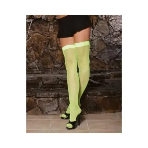 Neon Nites Fishnet Thigh High Stockings Green O/S