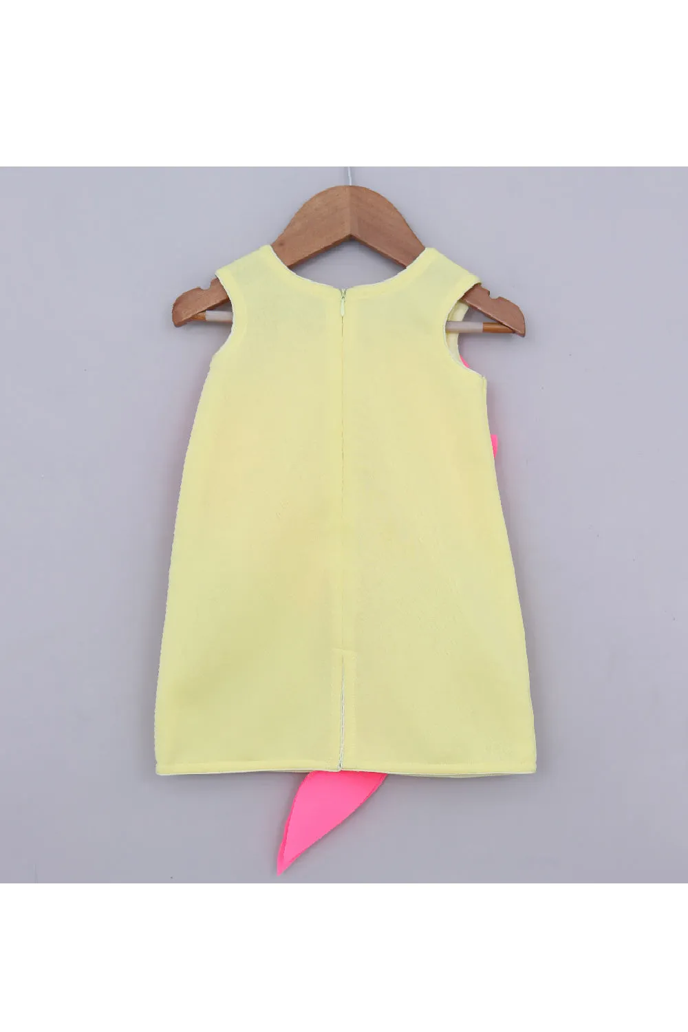 Neon With Pink Flower Detailing Scuba Dress