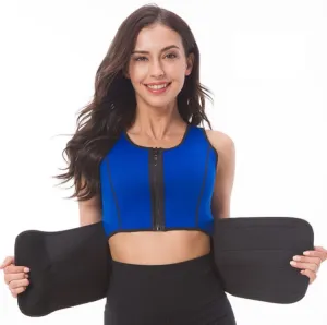 Neoprene Corset Yoga Vest Sweat Suit Postpartum Belly Belt, Size:L(Blue)