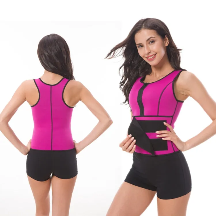 Neoprene Corset Yoga Vest Sweat Suit Postpartum Belly Belt, Size:XL(Rose Red)