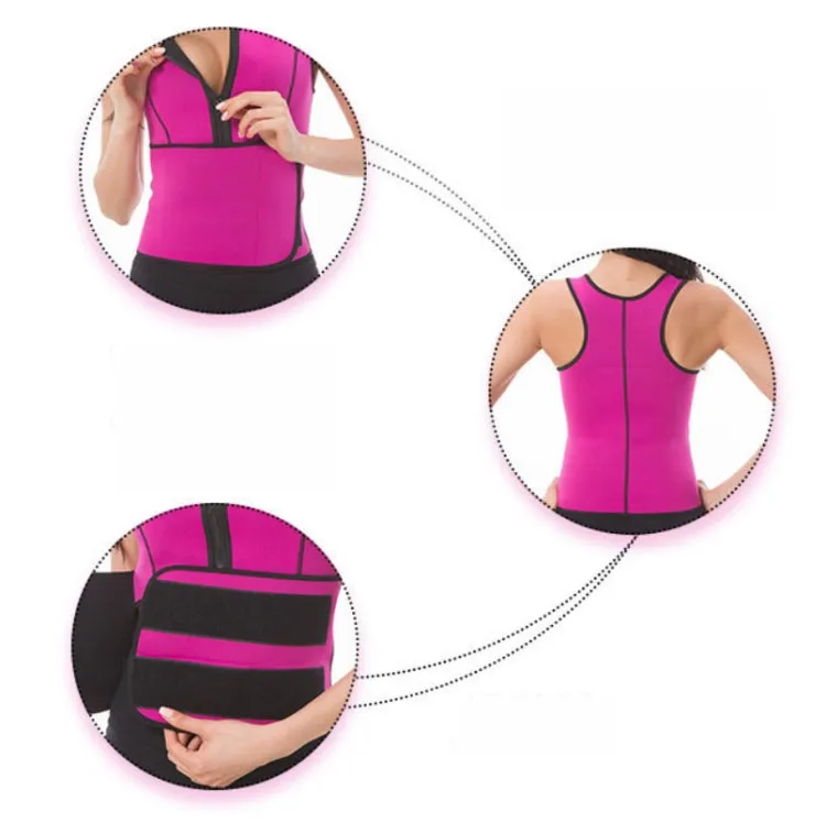 Neoprene Corset Yoga Vest Sweat Suit Postpartum Belly Belt, Size:XL(Rose Red)