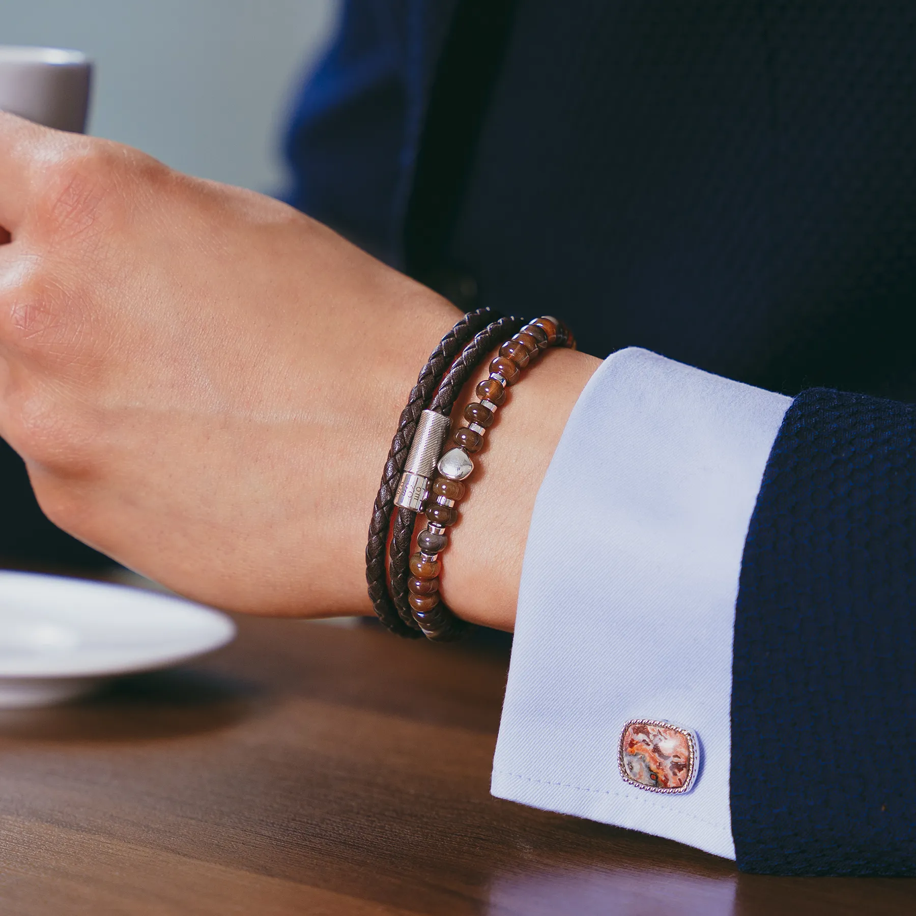 Nepal Nugget Beaded Bracelet With Brown Agate