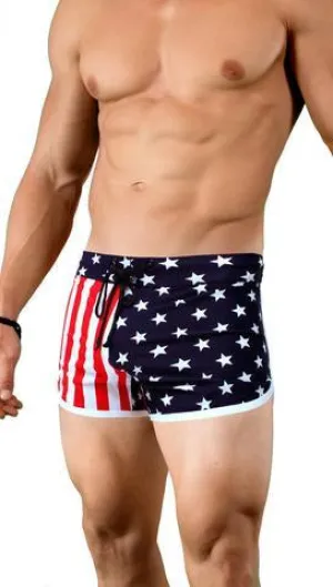 Neptio Brand's Stylish Men's Running Shorts or Swimsuit with American Flag Design