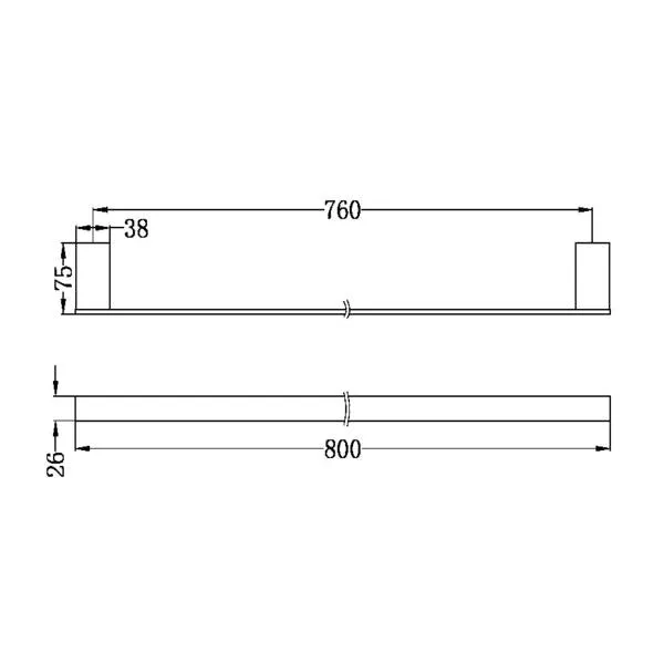 Nero Celia Single Towel Rail 800mm Matte Black