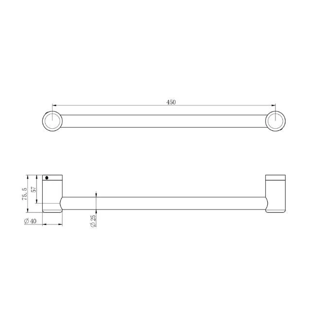 Nero Mecca Care 25mm Grab Rail 450mm Matte Black