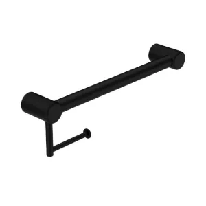 Nero Mecca Care 32mm Grab Rail With Toilet Roll Holder 450mm Matte Black