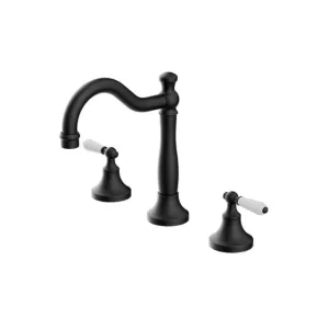 Nero York Basin Set With White Porcelain Lever Matte Black