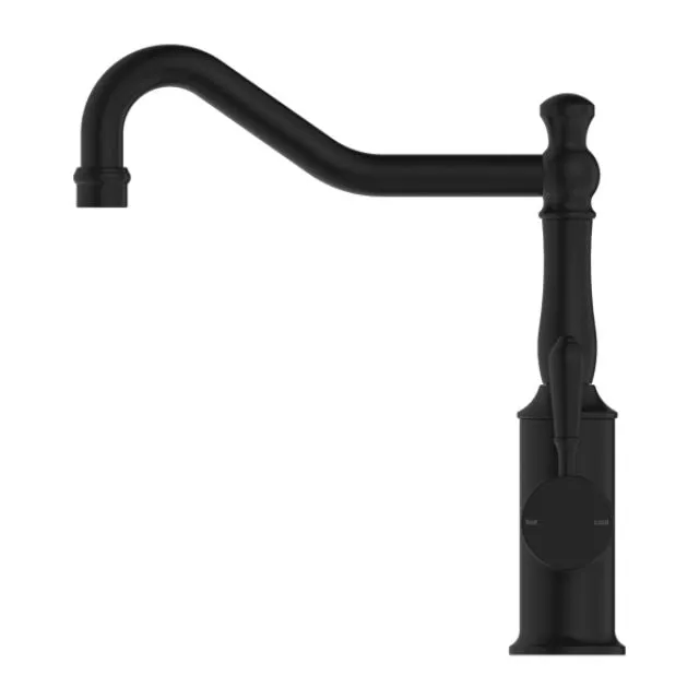 Nero York Kitchen Mixer Hook Spout With Metal Lever Matte Black