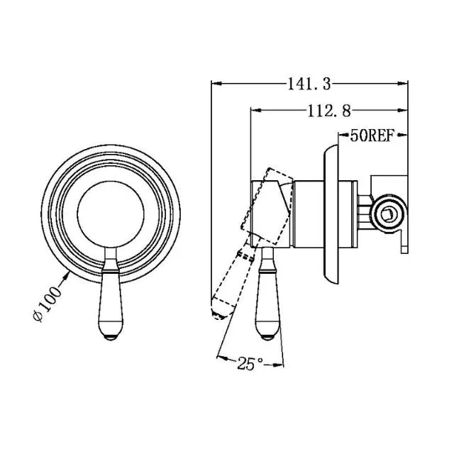 Nero York Shower Mixer With Metal Lever Matte Black