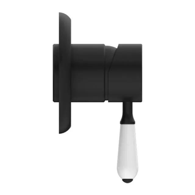 Nero York Shower Mixer With White Porcelain Lever Matte Black