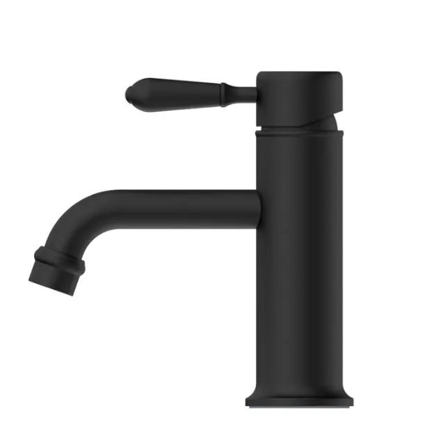 Nero York Straight Basin Mixer With Metal Lever Matte Black