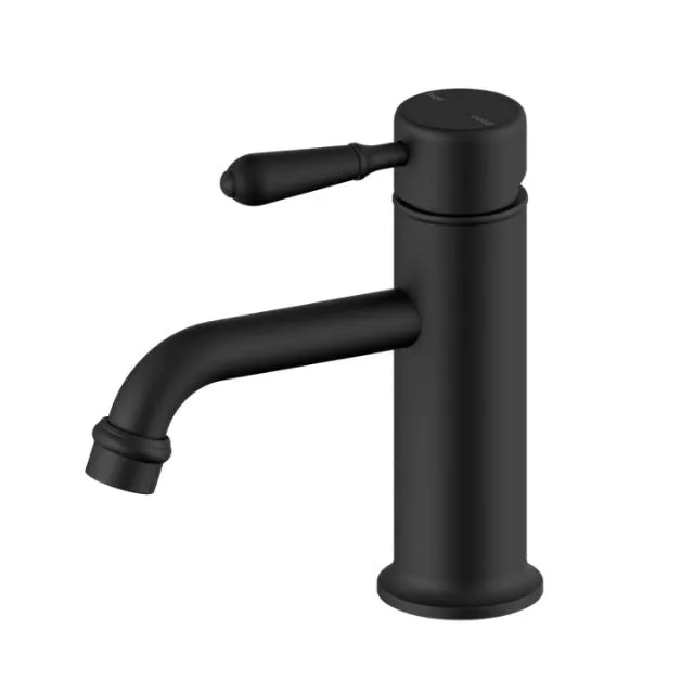 Nero York Straight Basin Mixer With Metal Lever Matte Black