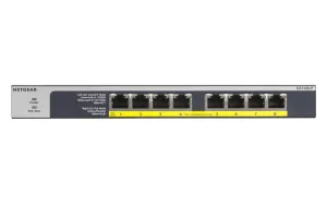 Netgear Gs108lp - Switch - 8 X 10/100/1000 (Poe ) - Desktop, Rack-Mountable, Wall-Mountable - Poe  (60 W) - Dc Power