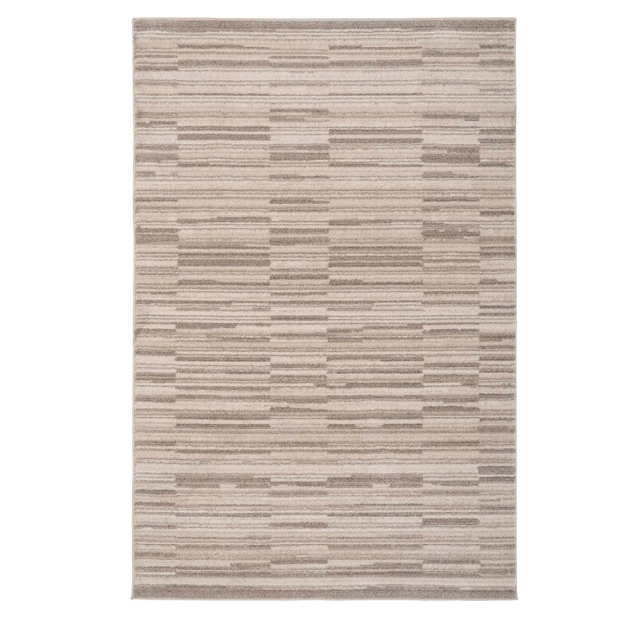 Neutral Beige Linear Living Room Rug - Elias