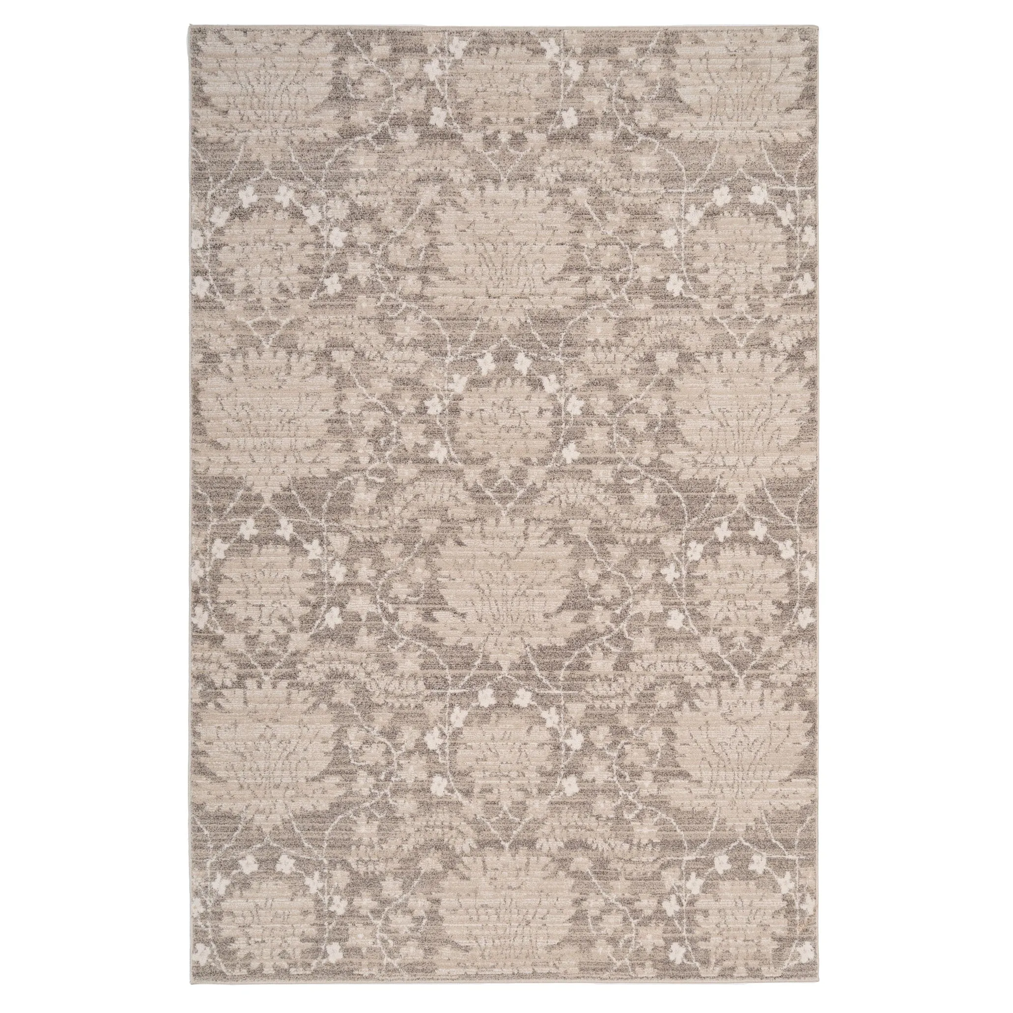 Neutral Floral Living Room Rug - Leonie