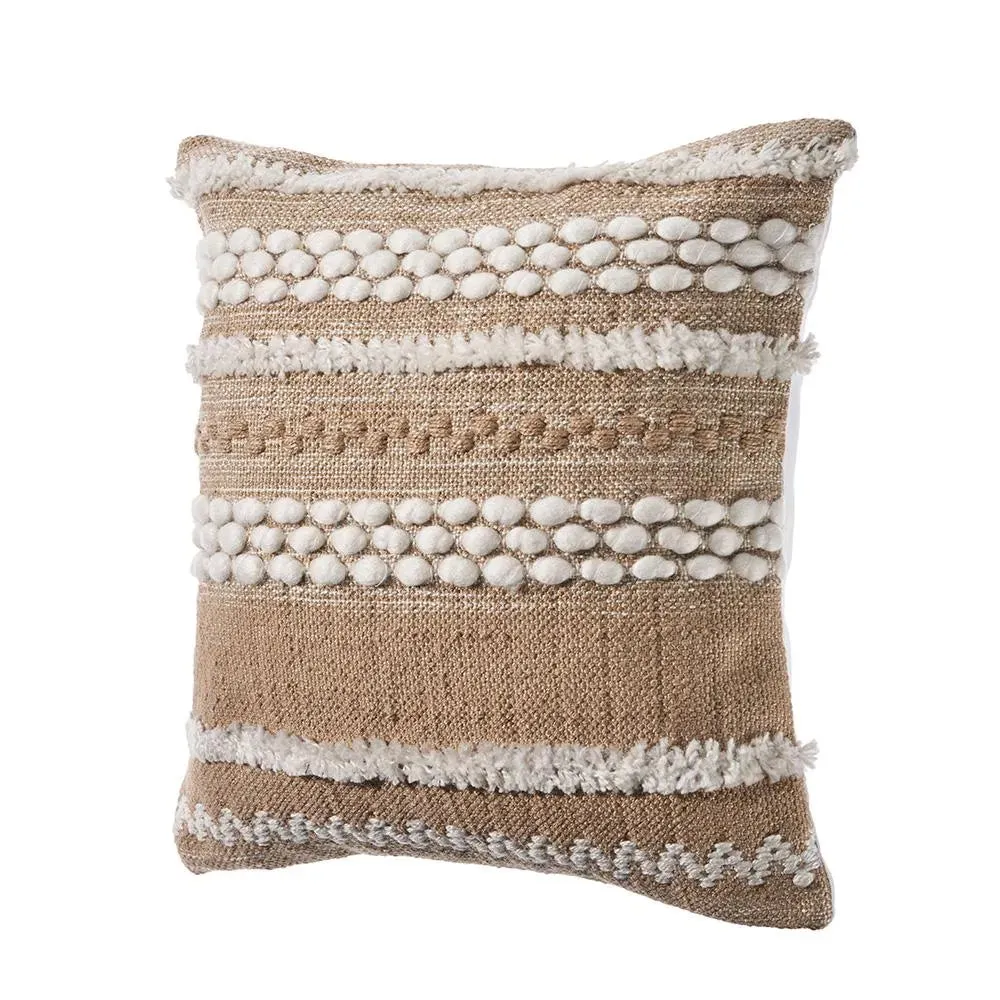 Neutral Textured Embroidered  LR07454 Throw Pillow