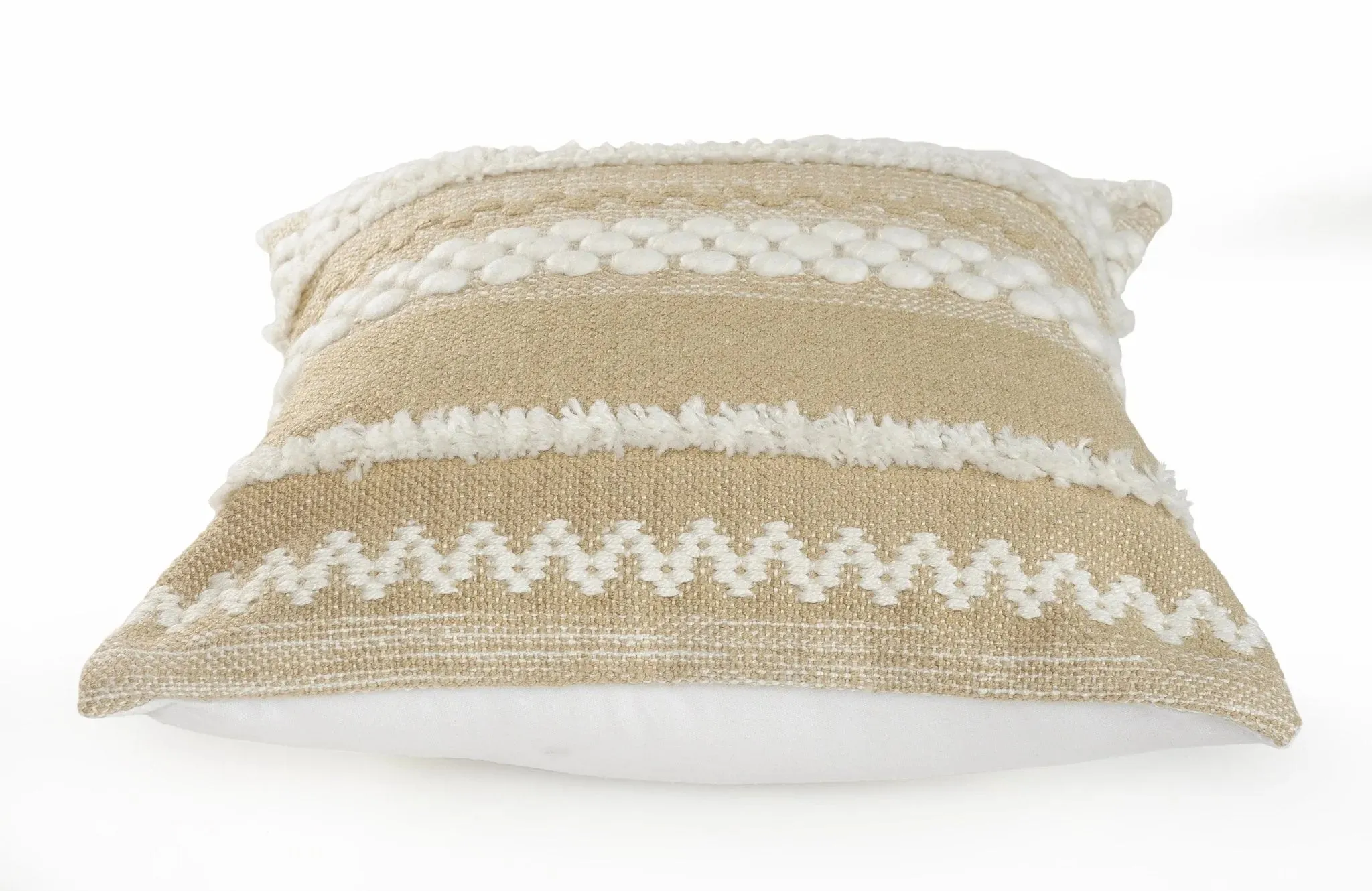 Neutral Textured Embroidered  LR07454 Throw Pillow