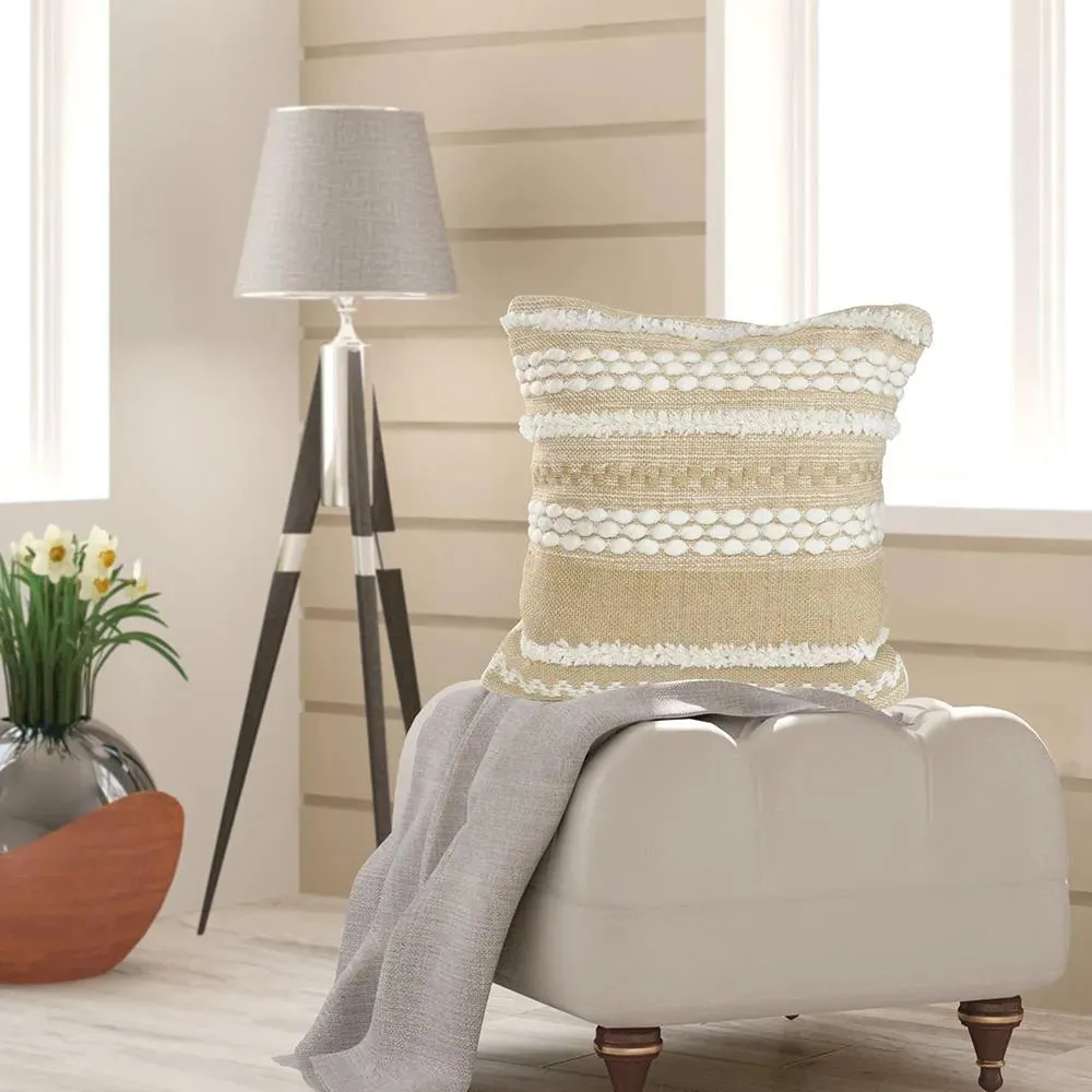 Neutral Textured Embroidered  LR07454 Throw Pillow