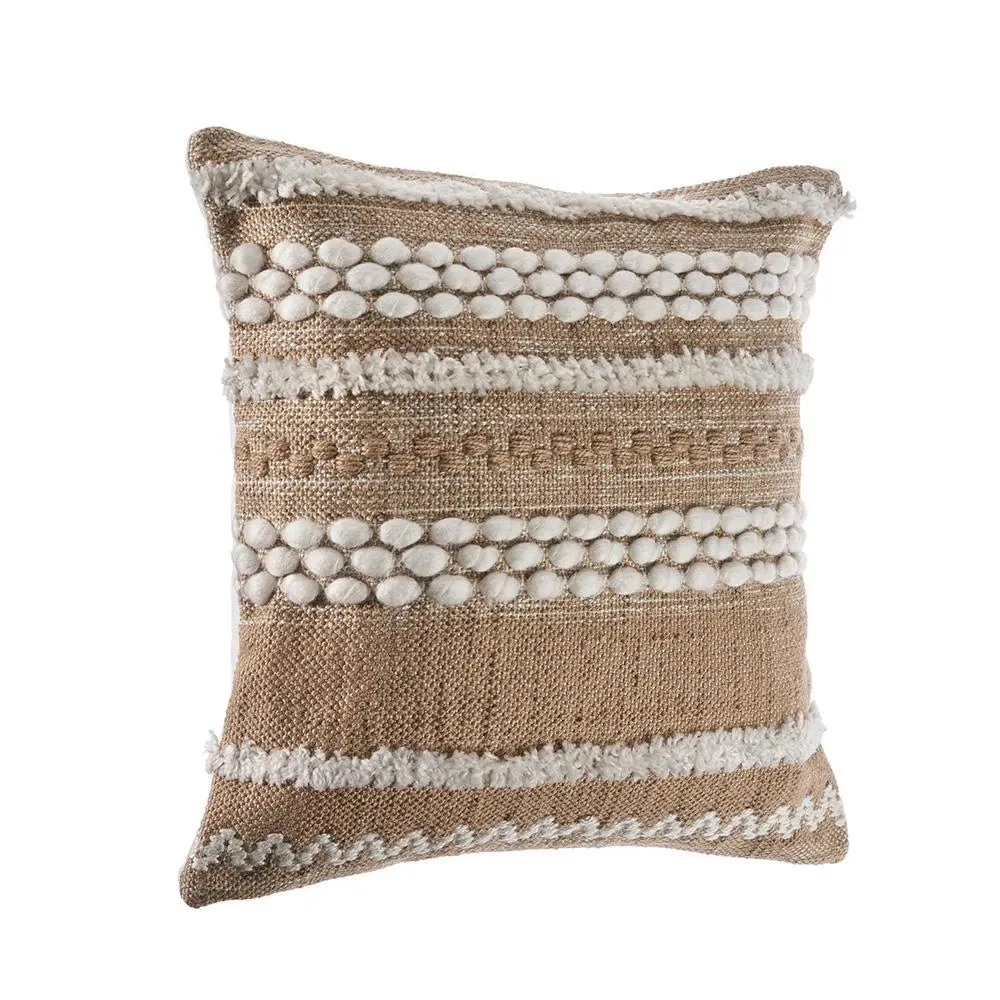 Neutral Textured Embroidered  LR07454 Throw Pillow