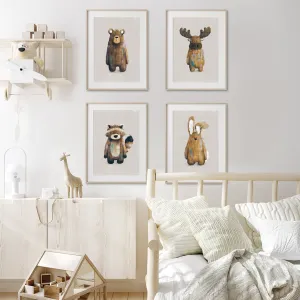 Neutral Woodland Nursery Prints Set Of 4