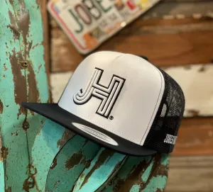 New 2020 Jobes Hats Trucker - Black/White- 3D white JH/Black outline