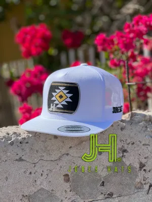 New 2022 Jobes Hats Trucker - All White Serape patch / Grey border