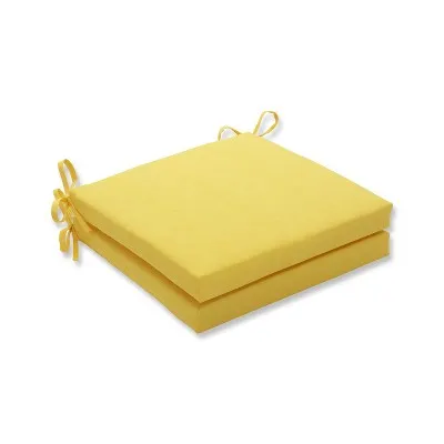 New - 20"x20"x3" Fresco Outdoor 2-Piece Square Seat Cushion Set Yellow - Pillow Perfect