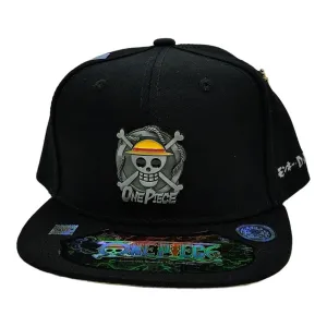 New Arrival Kndit Caps Gorra Negra Placa Bronce Logo Luffy Con Cuerda One Piece