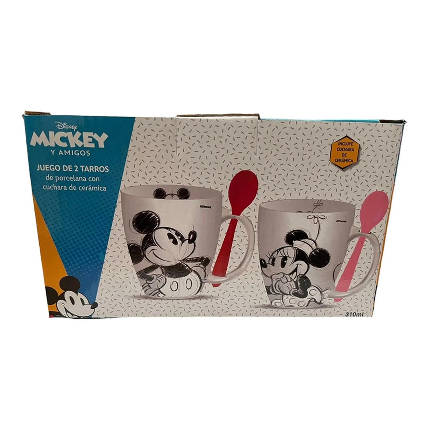 New Arrival Siglo 21 Set Taza Con Cuchara Mickey Y Minnie Sketch Mickey Mouse And Friends