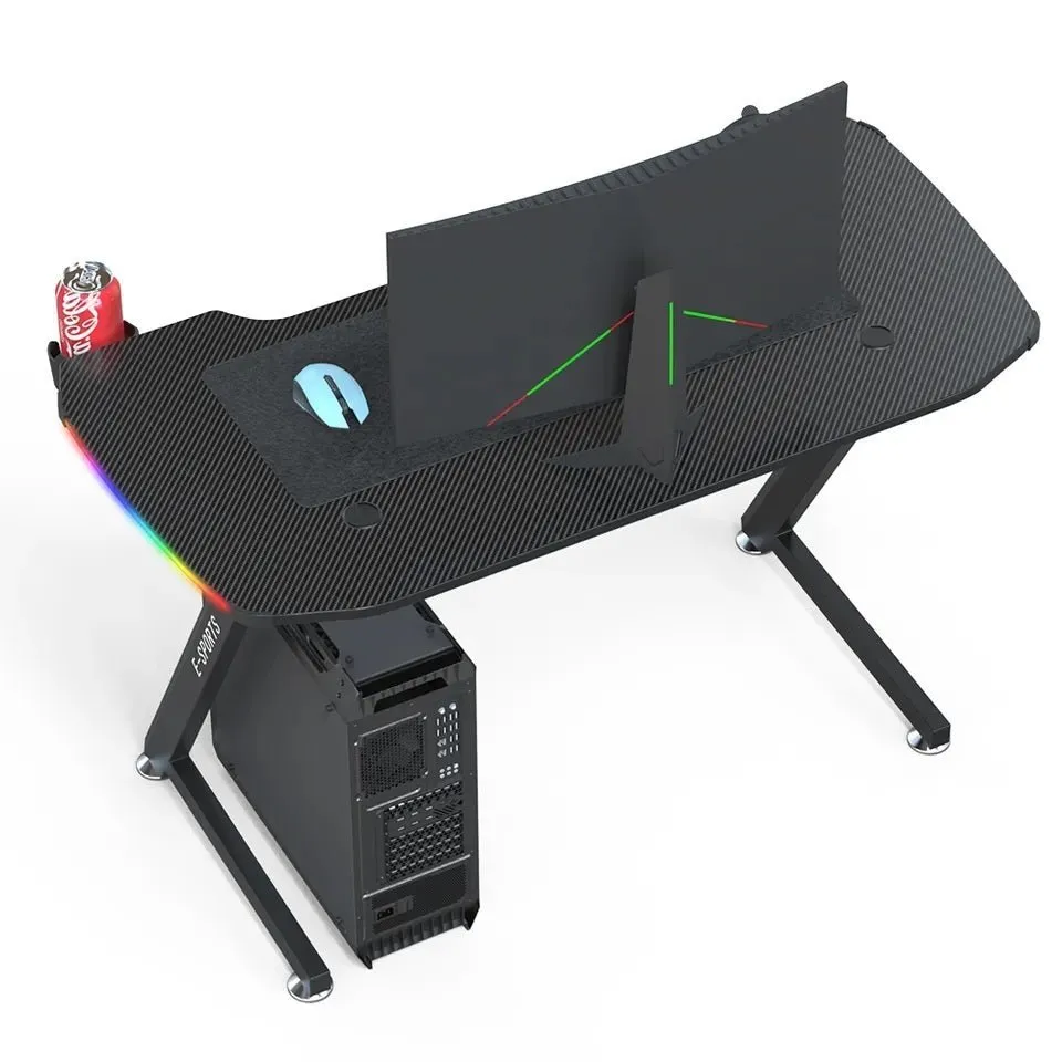 New Arrive Computer Table Z Shaped Gaming Desk With RGB Led Lights Gaming Tables