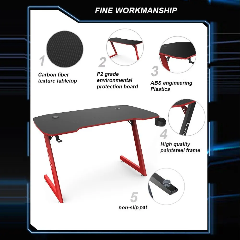 New Arrive Computer Table Z Shaped Gaming Desk With RGB Led Lights Gaming Tables