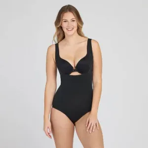 New - Assets by Spanx Women's Remarkable Results Open-Bust Brief Bodysuit - Black L