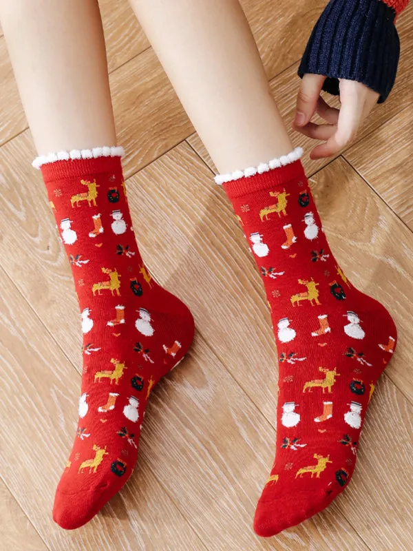 New autumn and winter woolen socks Christmas mid-calf socks Christmas socks